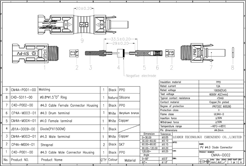 Conector de diodo MC4